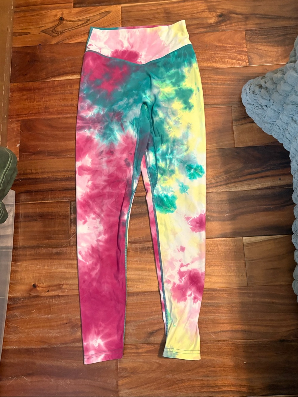 Vitality Tie Dye Leggings Medium High Rise Yoga Pants Pink Green  (0355)